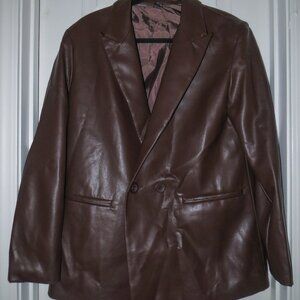 Brown Faux-Leather Blazer
